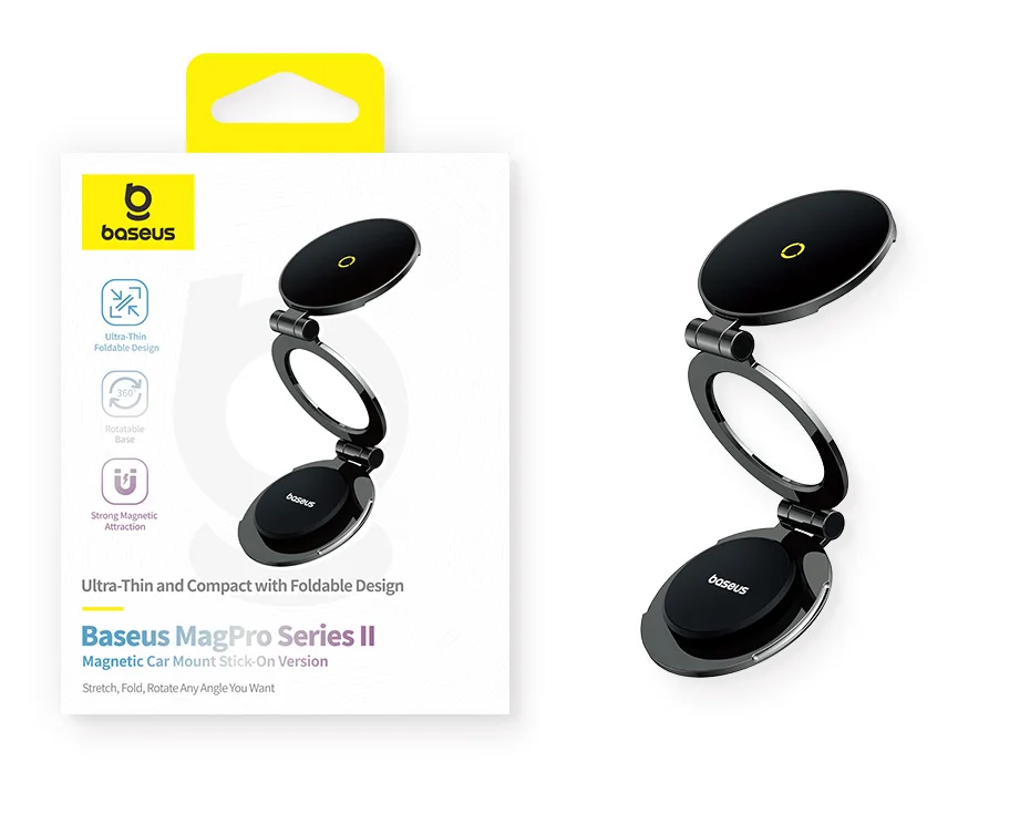Baseus Magnetic Car Mobile Phone Holder Foldable Mount Stand for iPhone 12-16 Xiaomi Samsung Center Console Dashboard Paste