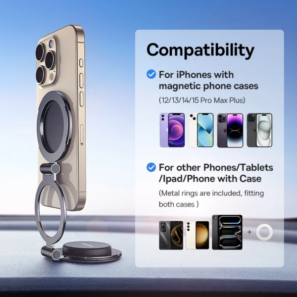 Baseus Magnetic Car Phone Holder Foldable Mount Stand Dashboard Center Console Paste for iPhone 12-16 Samsung Xiaomi - Image 6