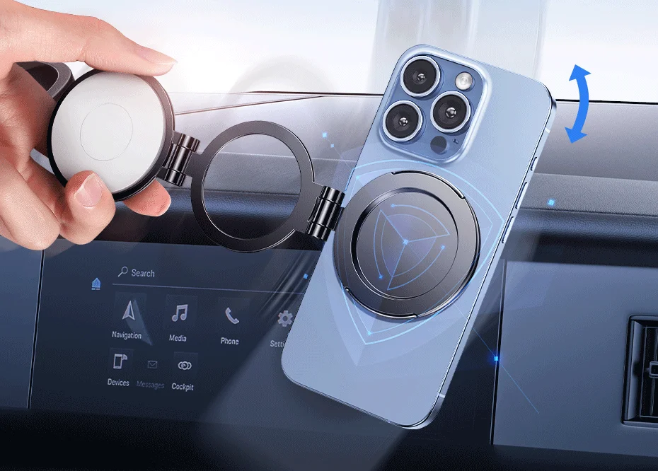 Baseus Magnetic Car Mobile Phone Holder Foldable Mount Stand for iPhone 12-16 Xiaomi Samsung Center Console Dashboard Paste