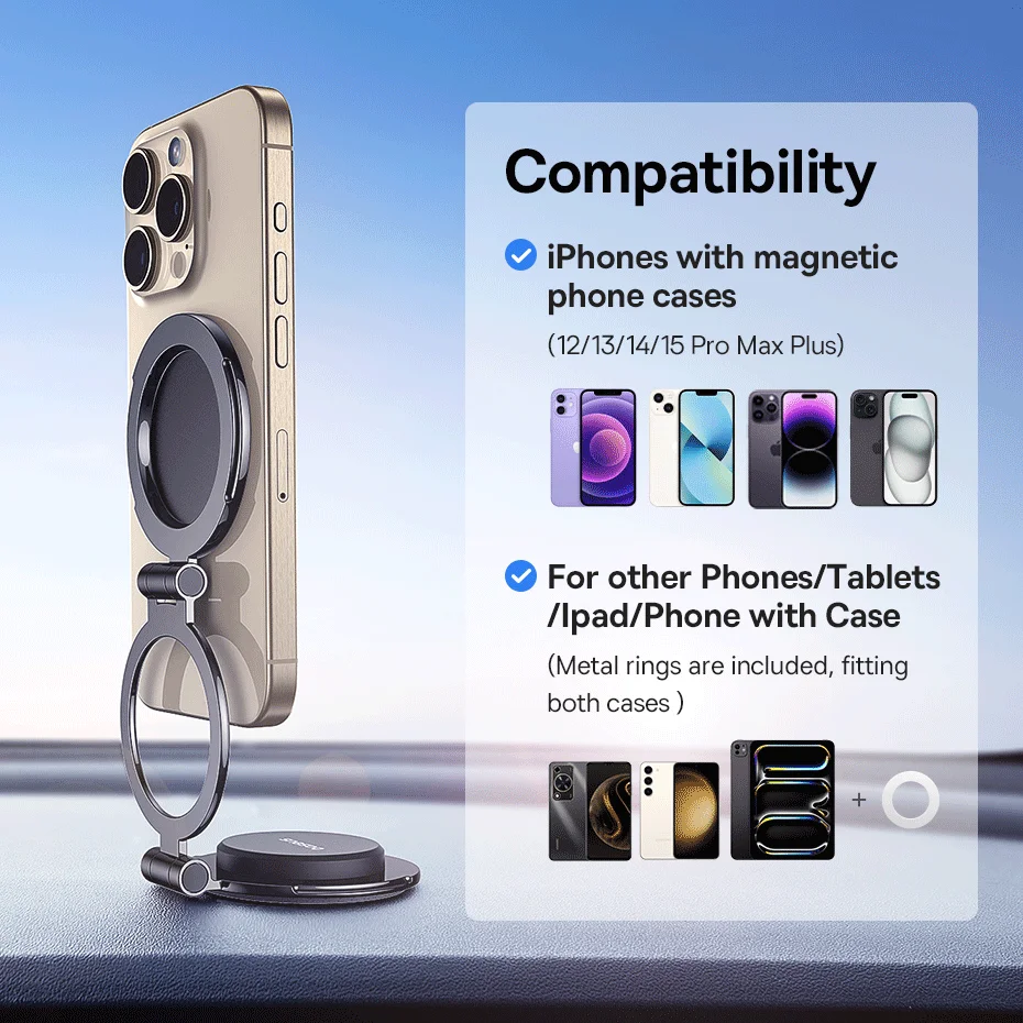 Baseus Magnetic Car Mobile Phone Holder Foldable Mount Stand for iPhone 12-16 Xiaomi Samsung Center Console Dashboard Paste