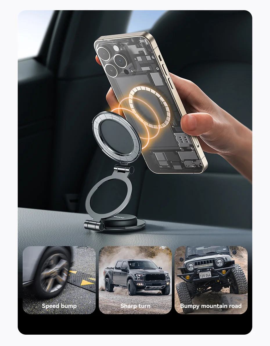Baseus Magnetic Car Mobile Phone Holder Foldable Mount Stand for iPhone 12-16 Xiaomi Samsung Center Console Dashboard Paste