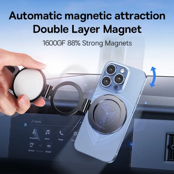 Baseus Magnetic Car Phone Holder Foldable Mount Stand Dashboard Center Console Paste for iPhone 12-16 Samsung Xiaomi - Image 3