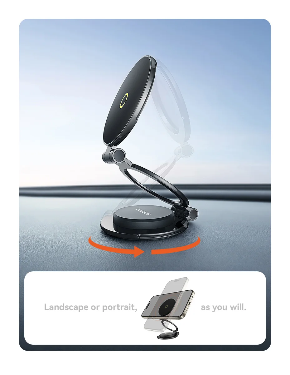 Baseus Magnetic Car Mobile Phone Holder Foldable Mount Stand for iPhone 12-16 Xiaomi Samsung Center Console Dashboard Paste