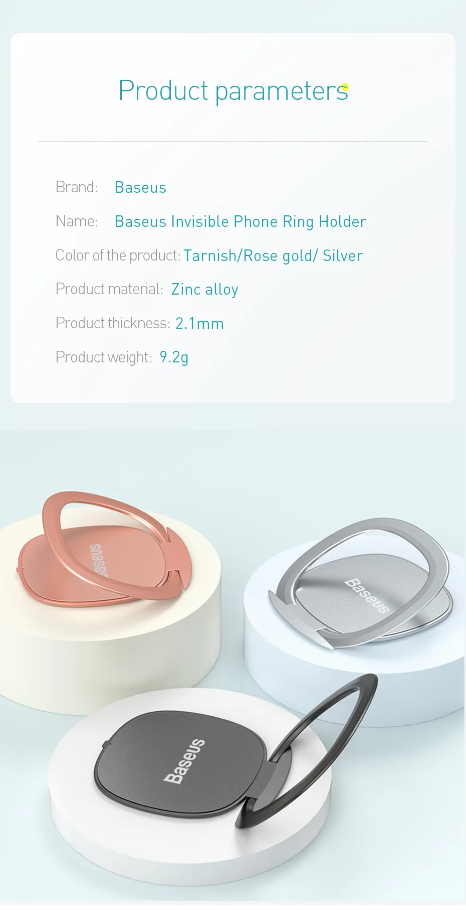 Baseus Mini Finger Ring Phone Holder Portable Metal Ring Stand for iPhone 16 15 14 13 Pro Max Xiaomi Samsung Mobile Phone Holder