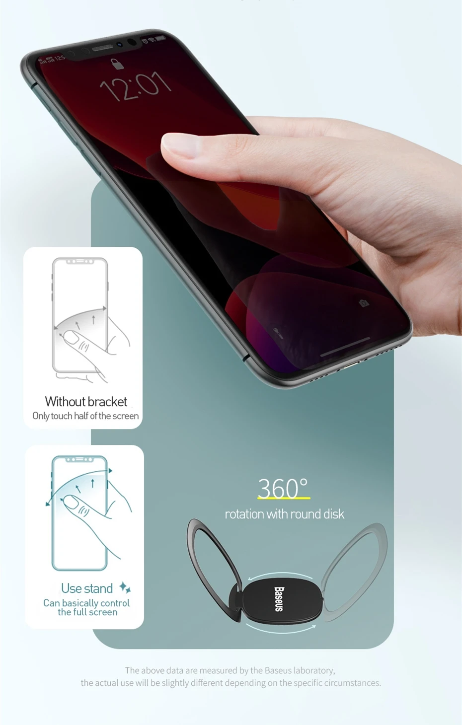 Baseus Mini Finger Ring Phone Holder Portable Metal Ring Stand for iPhone 16 15 14 13 Pro Max Xiaomi Samsung Mobile Phone Holder