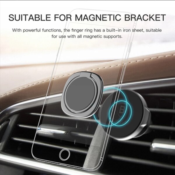 Baseus Privity Ring Bracket Universal Phone Holder with Magnetic Support 180° Rotation Gold Silver Black - Image 4