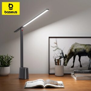 Baseus Smart Eye-Care LED Desk Lamp Auto Dimming Foldable Rechargeable 2200mAh 3 Color Temperatures
