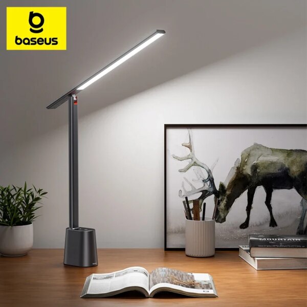 Baseus Smart Eye-Care LED Desk Lamp Auto Dimming Foldable Rechargeable 2200mAh 3 Color Temperatures