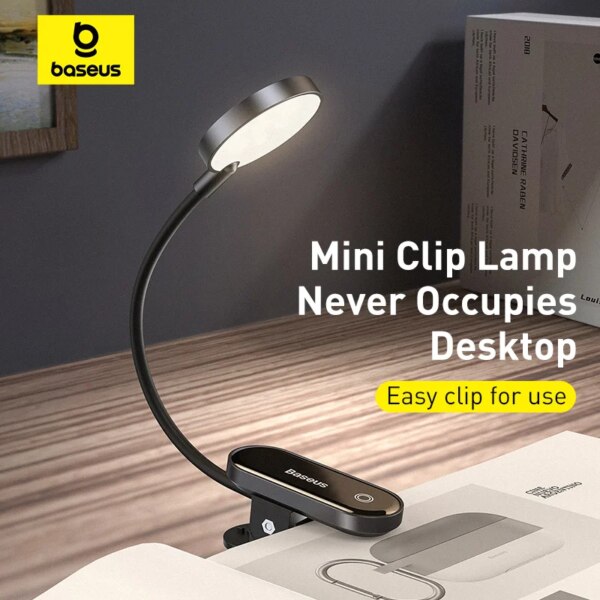 Baseus Comfort Reading Mini Clip Lamp 4000K 3-Level Brightness Portable Desk Light