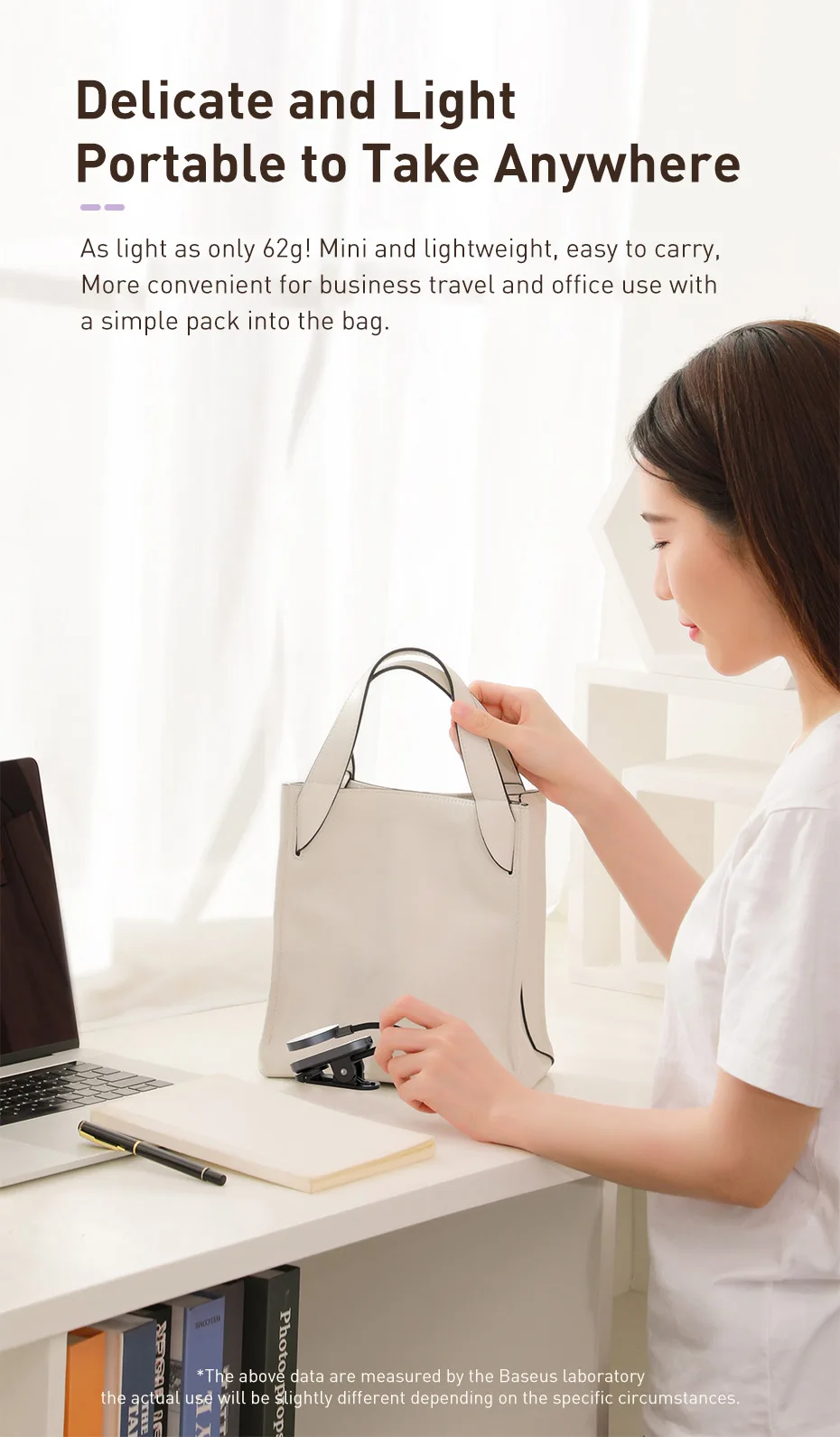 Baseus Portable Desk Lamp LED Mini Clip USB Rechargeable Table Lamp Stepless Dimming for Laptop Reading Bedside Soft Night Light