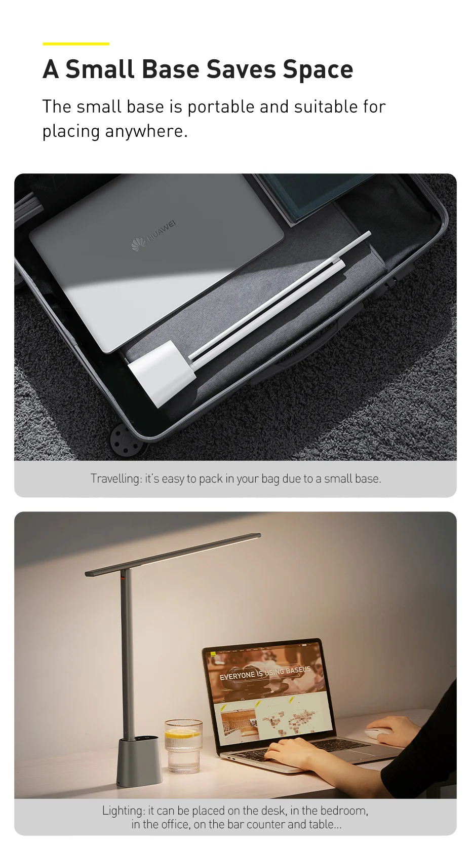 Baseus Desk Lamp 180° Foldable LED Table Lamp Rechargeable Auto Dimming Smart Eye Protection Study Reading Room Night Light Lamp