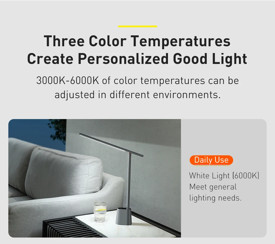 Baseus Desk Lamp 180° Foldable LED Table Lamp Rechargeable Auto Dimming Smart Eye Protection Study Reading Room Night Light Lamp