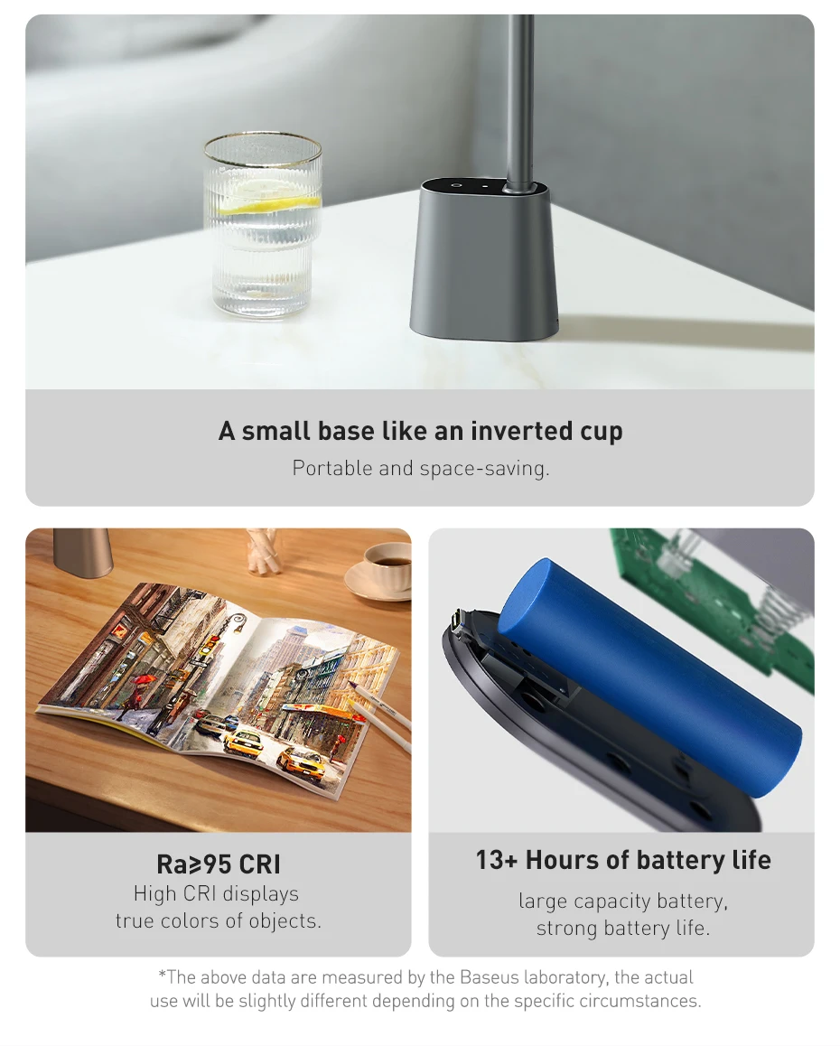 Baseus Desk Lamp 180° Foldable LED Table Lamp Rechargeable Auto Dimming Smart Eye Protection Study Reading Room Night Light Lamp