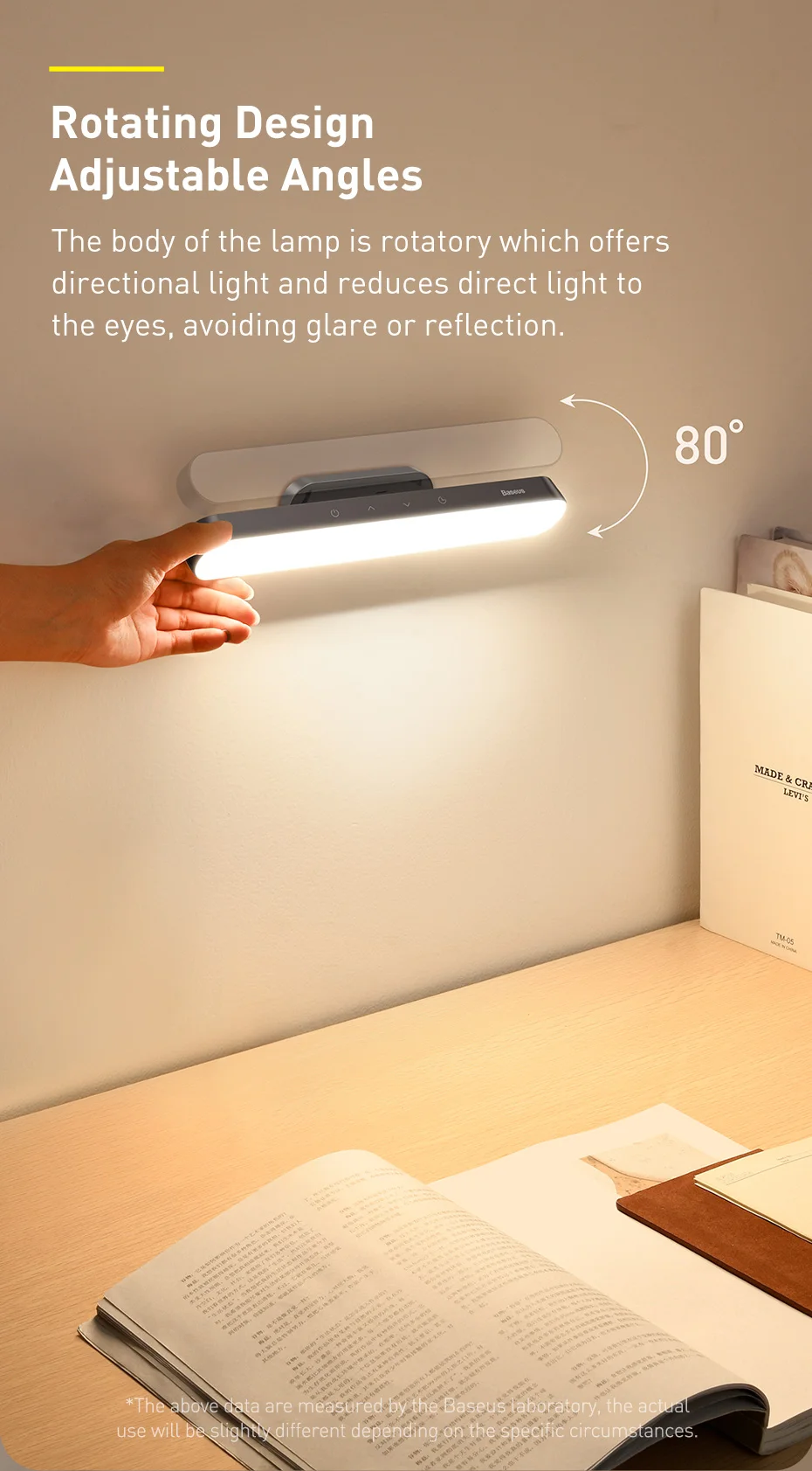 Baseus Magnetic Desk Lamp Dimmable LED Table Lamp USB Rechargeable Cabinet Closet Wardrobe Bedside Reading Hanging Night Light