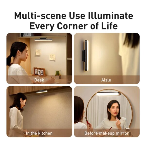 Baseus Magnetic USB Rechargeable Desk Lamp Stepless Dimming 1800mAh Battery Hanging Night Light - Image 6