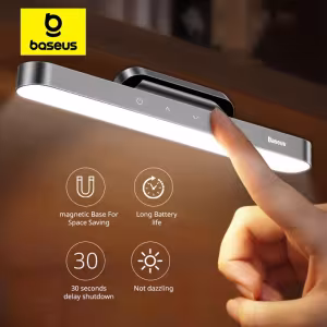 Baseus Magnetic LED Desk Lamp Stepless Dimming Rechargeable 24H Battery Kitchen Cabinet Bedroom Reading Light