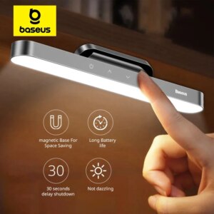 Baseus Magnetic LED Desk Lamp Stepless Dimming Rechargeable 24H Battery Kitchen Cabinet Bedroom Reading Light