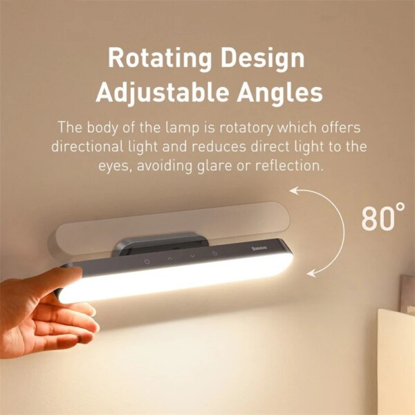 Baseus Magnetic LED Desk Lamp Stepless Dimming Rechargeable 24H Battery Kitchen Cabinet Bedroom Reading Light - Image 5