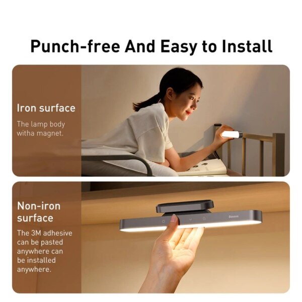 Baseus Magnetic LED Desk Lamp Stepless Dimming Rechargeable 24H Battery Kitchen Cabinet Bedroom Reading Light - Image 6