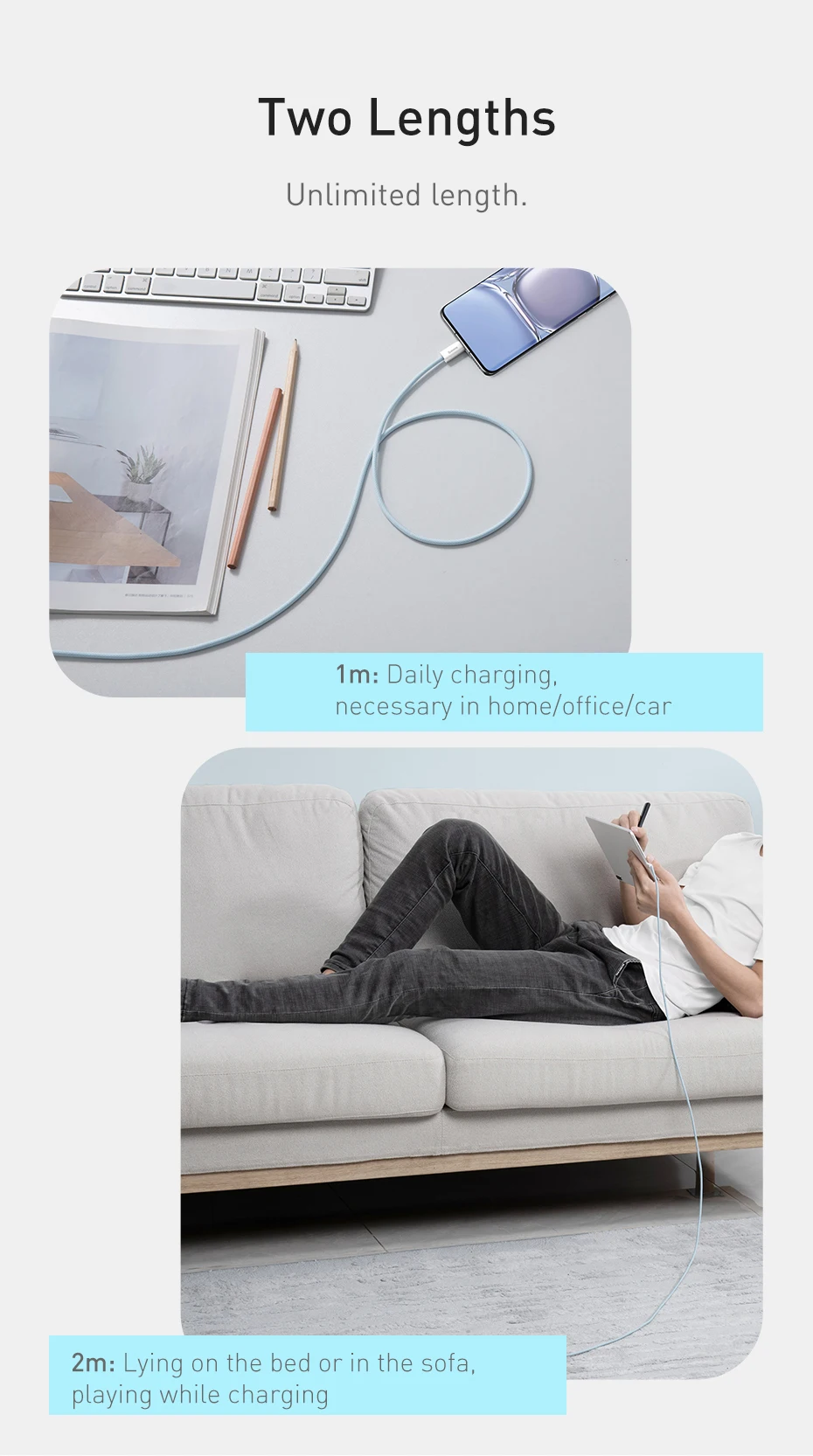Baseus 100W USB C Cable For iPhone 16 15 Plus Pro Max Type C Cable For Macbook Pro ipad PD Fast Charger Cord Type-C Cable