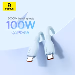 Baseus PD 100W USB C to USB C Fast Charging Cable for MacBook iPhone 16 15 Xiaomi