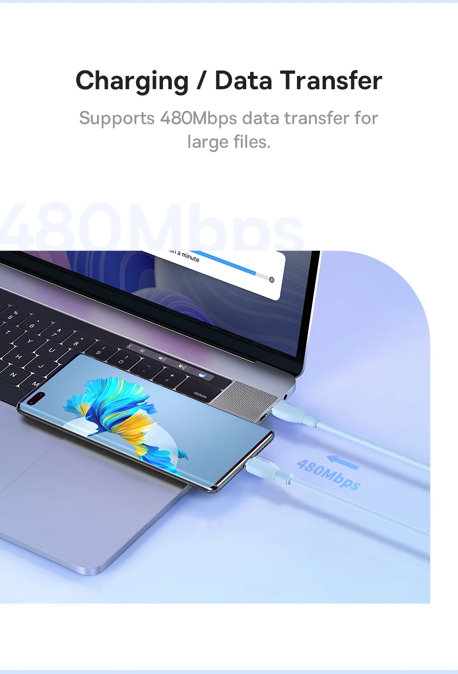 Baseus PD 100W USB C To USB Type C Cable For Macbook Fast Charging Charger Wire Cord For iPhone 16 15 Type-C Cable For Xiaomi