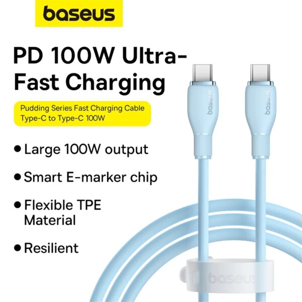 Baseus PD 100W USB C to USB C Fast Charging Cable for MacBook iPhone 16 15 Xiaomi - Image 2