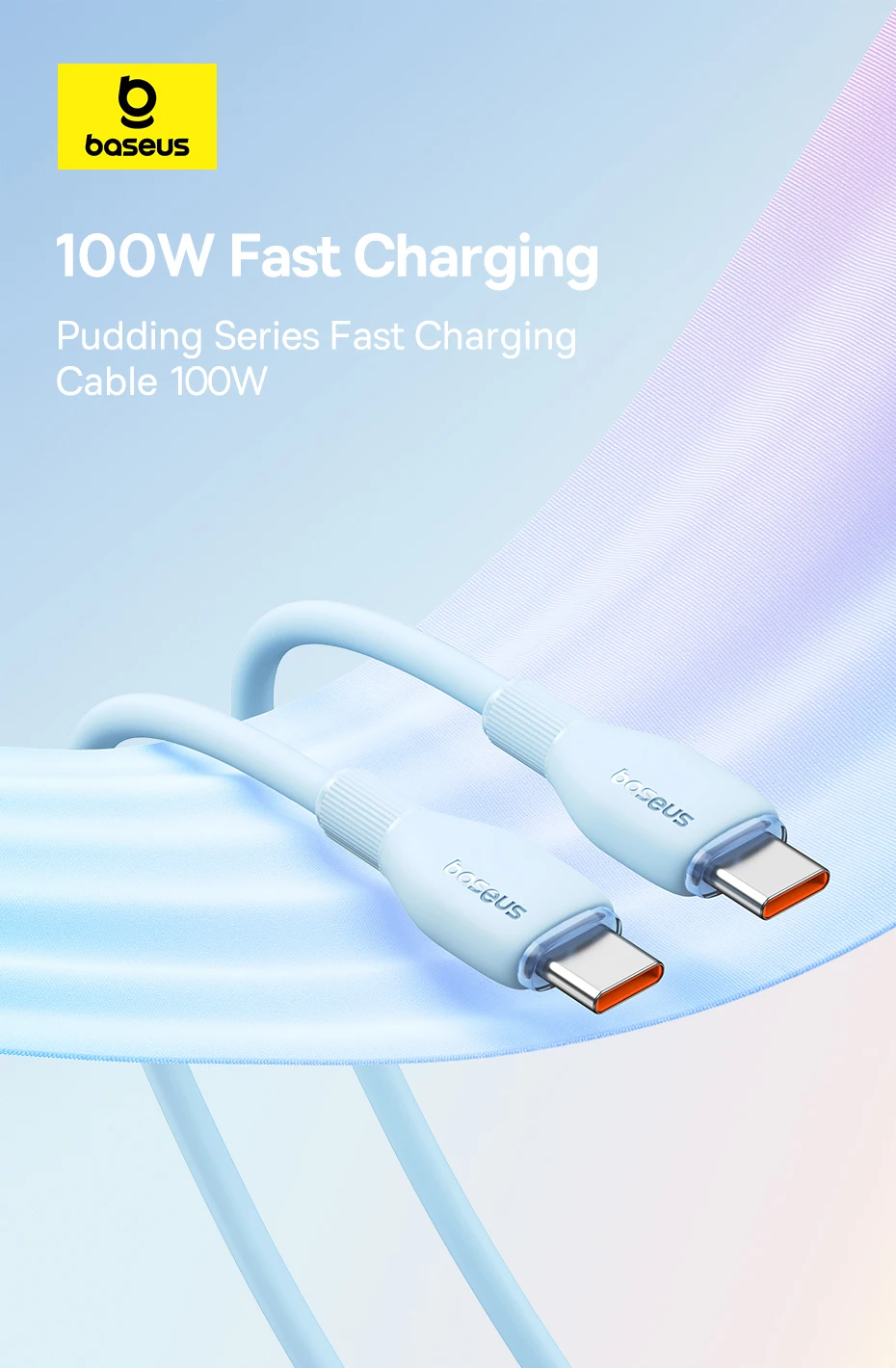 Baseus 100W USB C Cable For iPhone 16 15 Fast Charging Cable For Samsung Xiaomi Huawei Macbook Data Wire Charging Cable Soft TPE