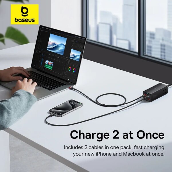 Baseus 100W USB C to USB C Fast Charging Cable 2-Pack for iPhone 15 MacBook - Image 3