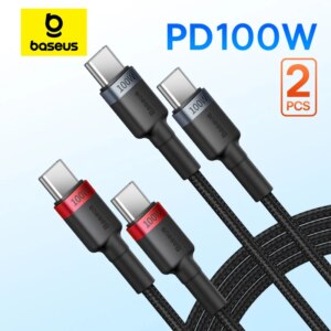 Baseus 100W USB C to USB C Fast Charging Cable 2-Pack for iPhone 15 MacBook