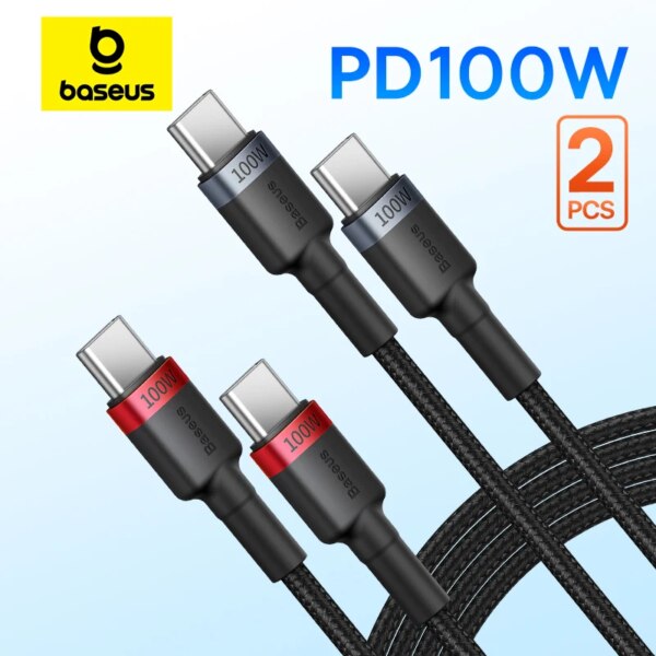 Baseus 100W USB C to USB C Fast Charging Cable 2-Pack for iPhone 15 MacBook