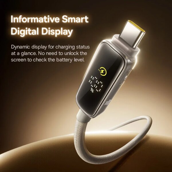 Baseus 100W USB C Cable with Digital Display PD Fast Charging for iPhone 16 MacBook Samsung Xiaomi - Image 3