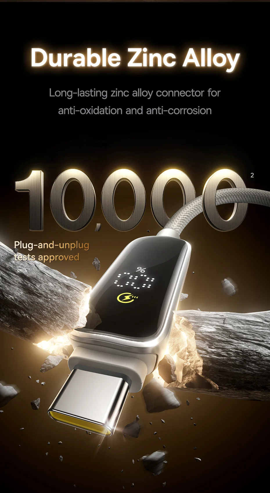 Baseus PD 100W USB C Cable For iPhone 16 15 Digital Display Type C Cable For Macbook iPad Fast Charging Cable For Samsung Xiaomi