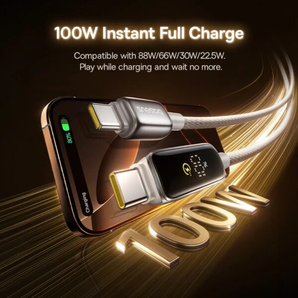 Baseus 100W USB C Cable with Digital Display PD Fast Charging for iPhone 16 MacBook Samsung Xiaomi - Image 2
