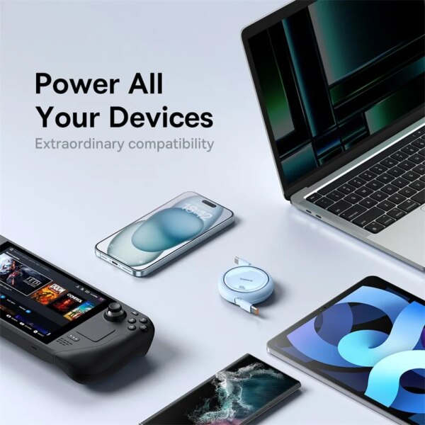 Baseus Free2Draw Mini Retractable USB C to USB C Cable 100W PD Fast Charging - Image 5