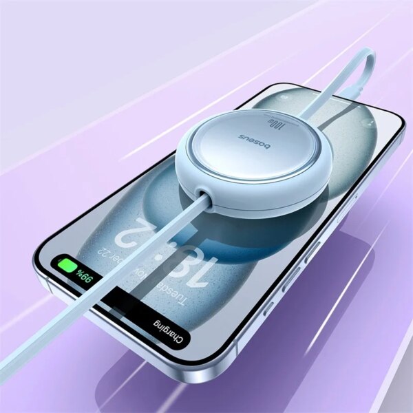 Baseus Free2Draw Mini Retractable USB C to USB C Cable 100W PD Fast Charging - Image 3