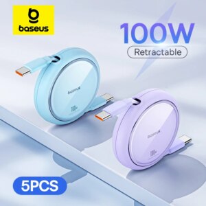 Baseus Free2Draw Mini Retractable USB C to USB C Cable 100W PD Fast Charging