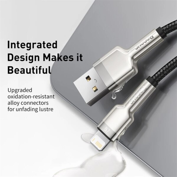Baseus Cafule Series Metal Data Cable USB to Lightning 2.4A Fast Charging Cable for iPhone iPad - Image 4