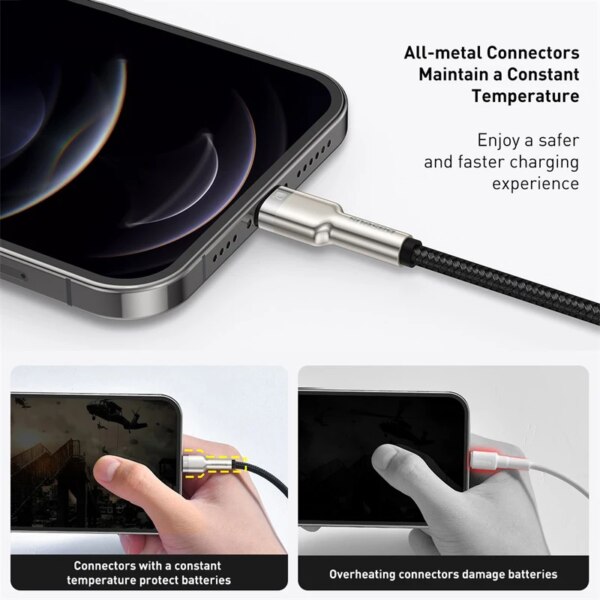 Baseus Cafule Series Metal Data Cable USB to Lightning 2.4A Fast Charging Cable for iPhone iPad - Image 2