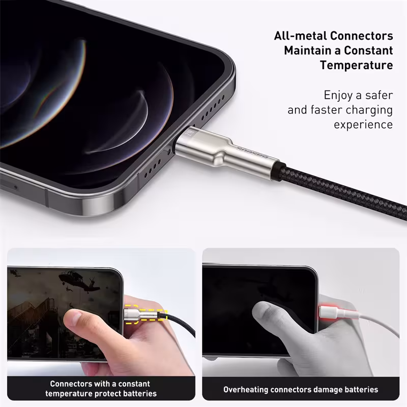 Baseus Cafule Series Metal Data Cable USB to Lightning 2.4A Fast Charging Cable for iPhone iPad Baseus Cafule Series Metal Data Cable USB to Lightning 2.4A Fast Charging Cable for iPhone iPad - Image 2