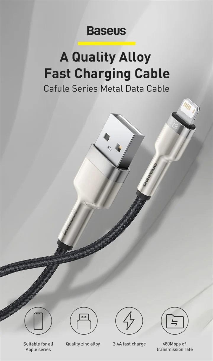 Baseus USB Cable for iPhone 14 11 12 Pro Max Xs Xr X 2.4A Fast Charging Cable for iPhone Cable 7 SE 8 Plus Charger for iPad air