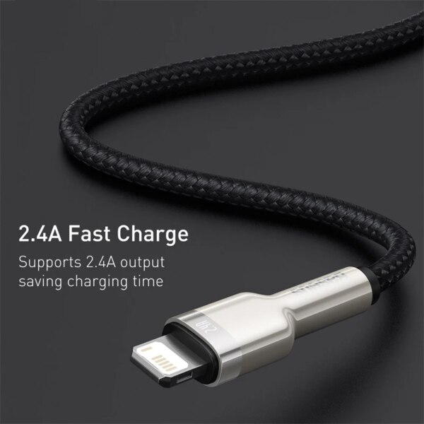 Baseus Cafule Series Metal Data Cable USB to Lightning 2.4A Fast Charging Cable for iPhone iPad - Image 5
