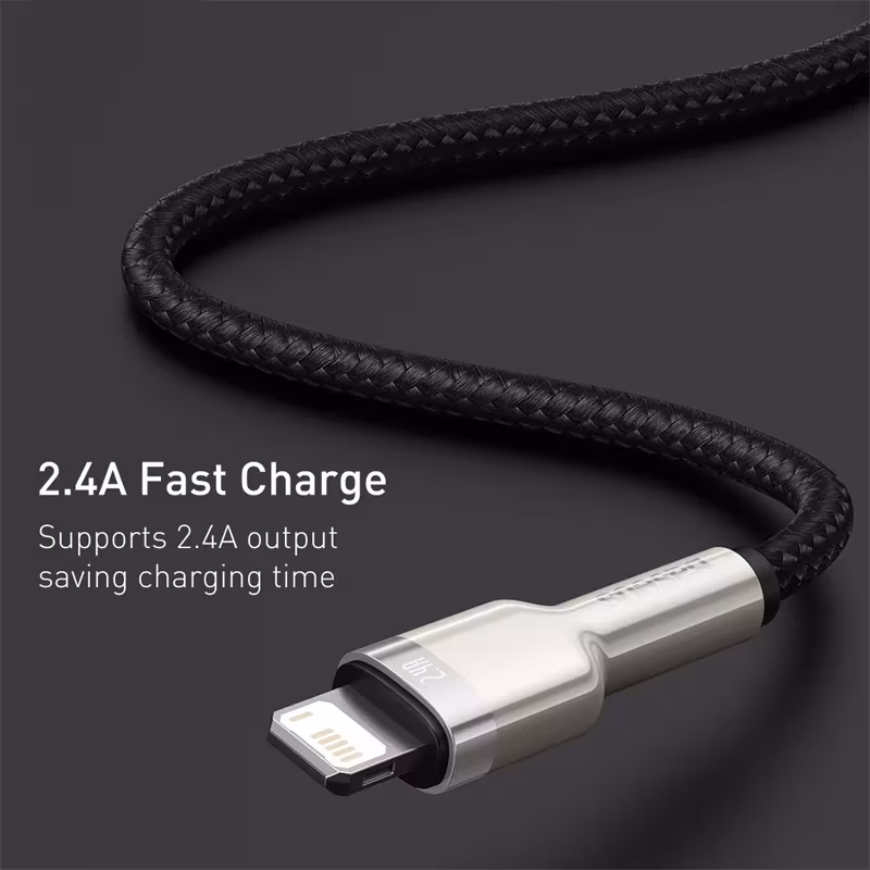 Baseus Cafule Series Metal Data Cable USB to Lightning 2.4A Fast Charging Cable for iPhone iPad Baseus Cafule Series Metal Data Cable USB to Lightning 2.4A Fast Charging Cable for iPhone iPad - Image 5