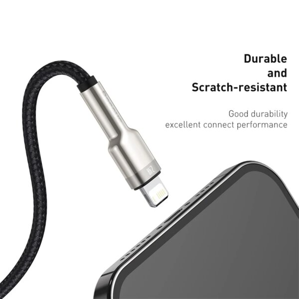 Baseus Cafule Series Metal Data Cable USB to Lightning 2.4A Fast Charging Cable for iPhone iPad - Image 3