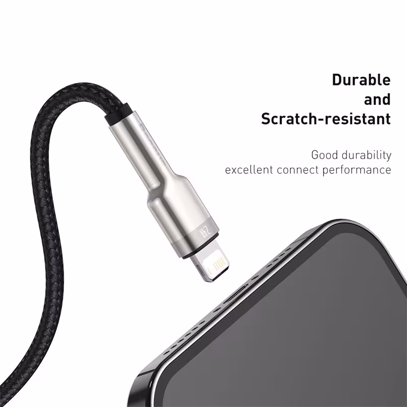 Baseus Cafule Series Metal Data Cable USB to Lightning 2.4A Fast Charging Cable for iPhone iPad Baseus Cafule Series Metal Data Cable USB to Lightning 2.4A Fast Charging Cable for iPhone iPad - Image 3