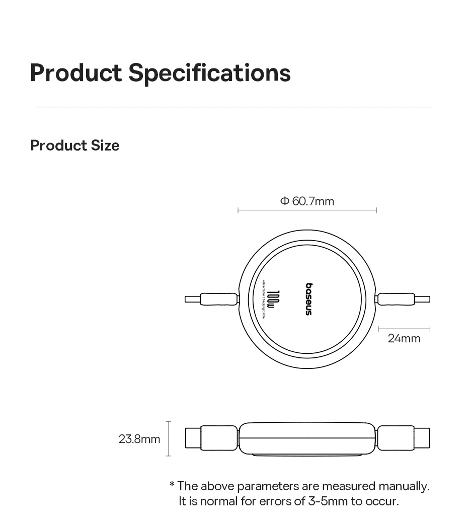 Baseus 2/5PCS Retractable 100W USB C Cable For iPhone 16 15 ProMax Fast Charger Cable For MacBook iPad Type C For Xiaomi Samsung