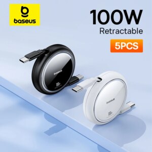 Baseus 100W USB-C Retractable Charging Cable 5 Lengths For iPhone MacBook Samsung Xiaomi