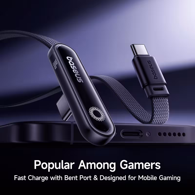 Baseus MVP3 100W USB C Fast Charging Cable LED Halo Light 90 Degree Angled for Gaming Baseus MVP3 100W USB C Fast Charging Cable LED Halo Light 90 Degree Angled for Gaming - Image 2