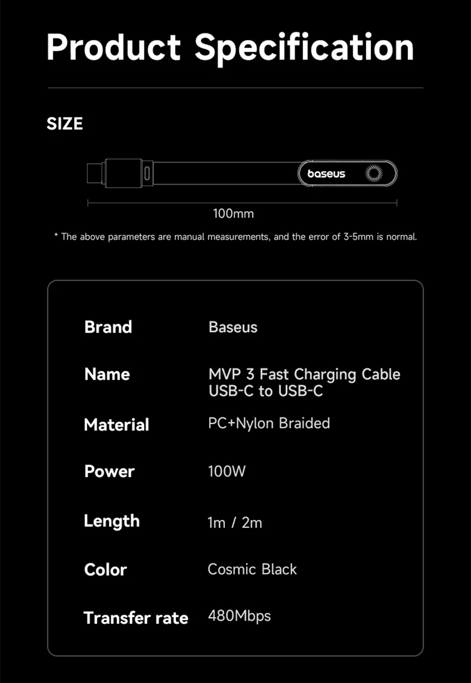 Baseus MVP3 Elbowed USB C Cable 100W For iPhone 17 16 15 Pro Max LED Type C Cable for Macbook pro Fast Charge Wire for Xiaomi