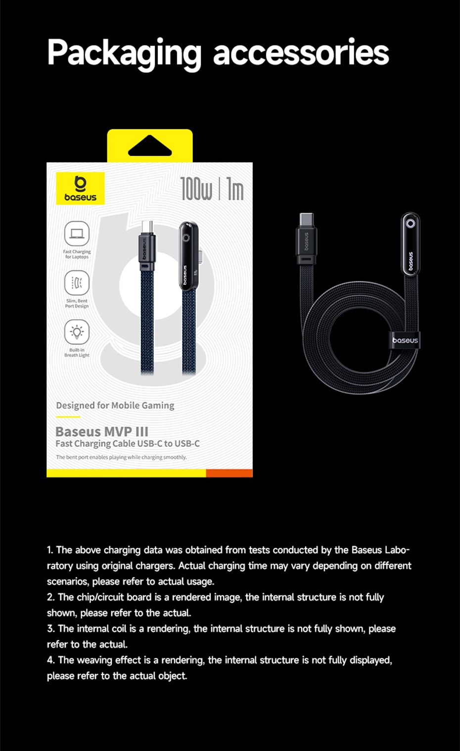 Baseus MVP3 Elbowed USB C Cable 100W For iPhone 17 16 15 Pro Max LED Type C Cable for Macbook pro Fast Charge Wire for Xiaomi
